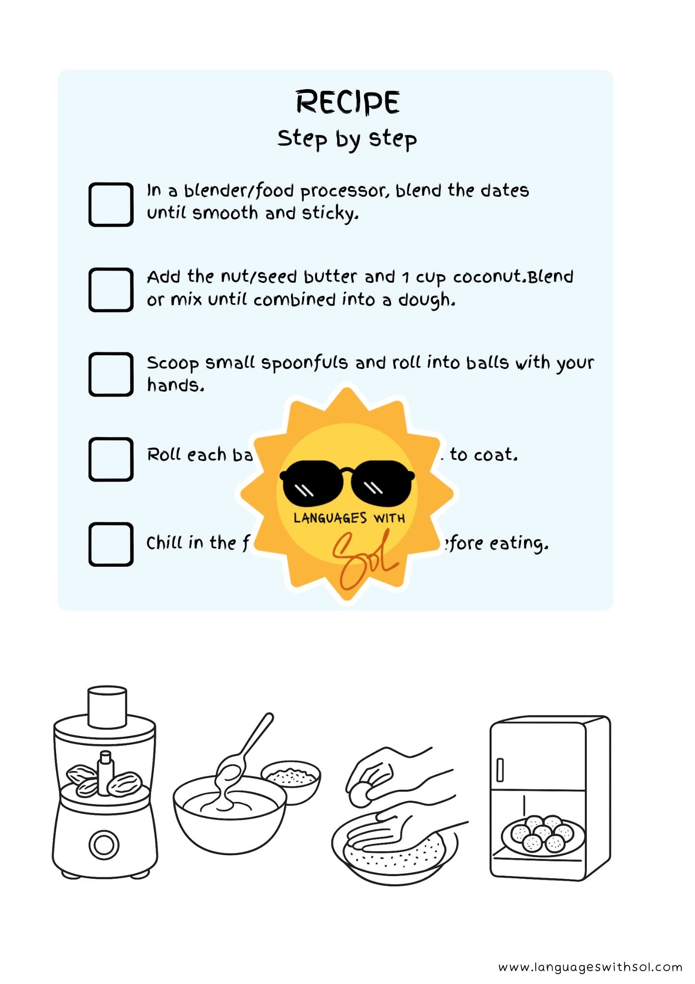 Coconut energy bites + flashcards