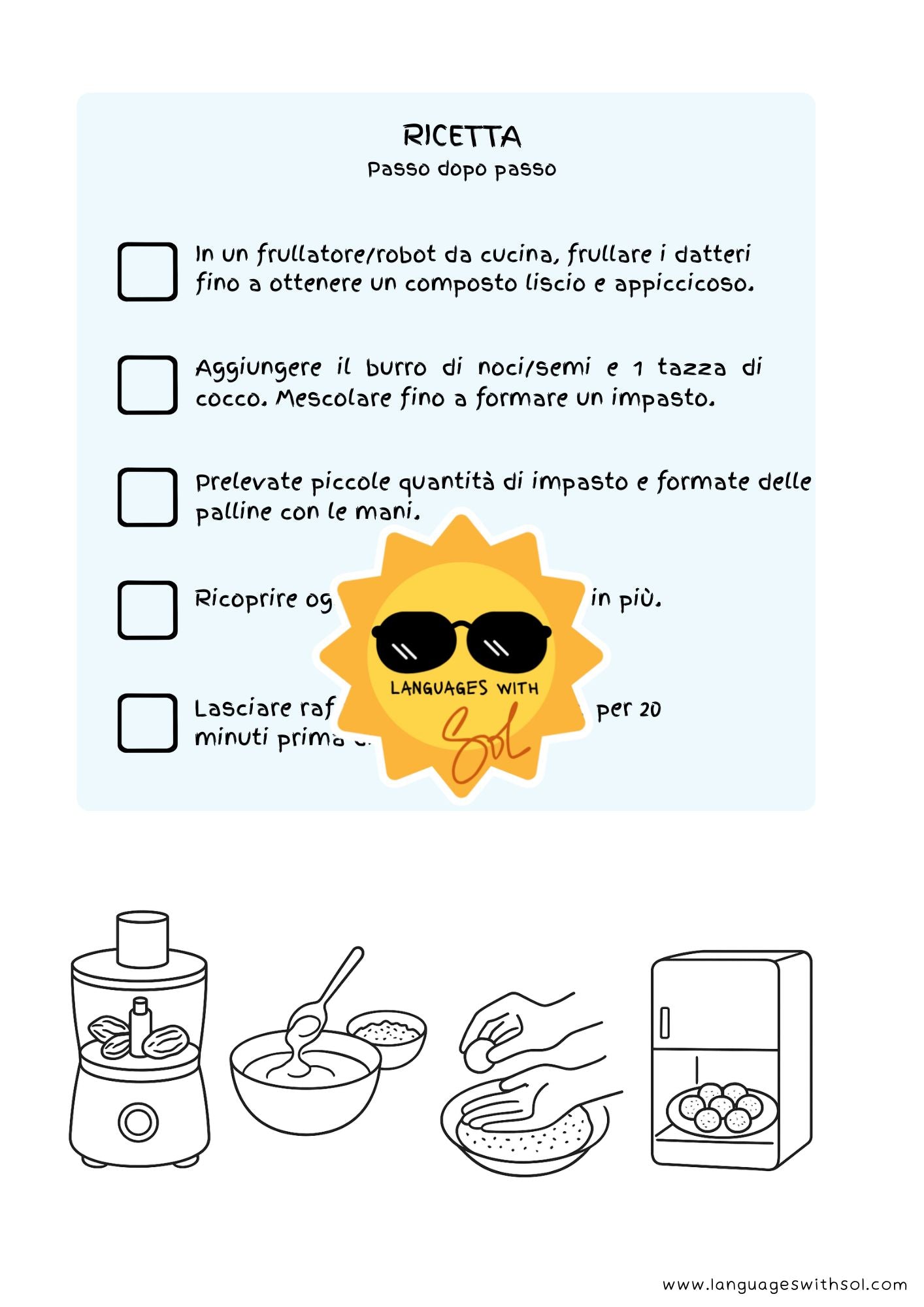 Palline di cocco + flashcards