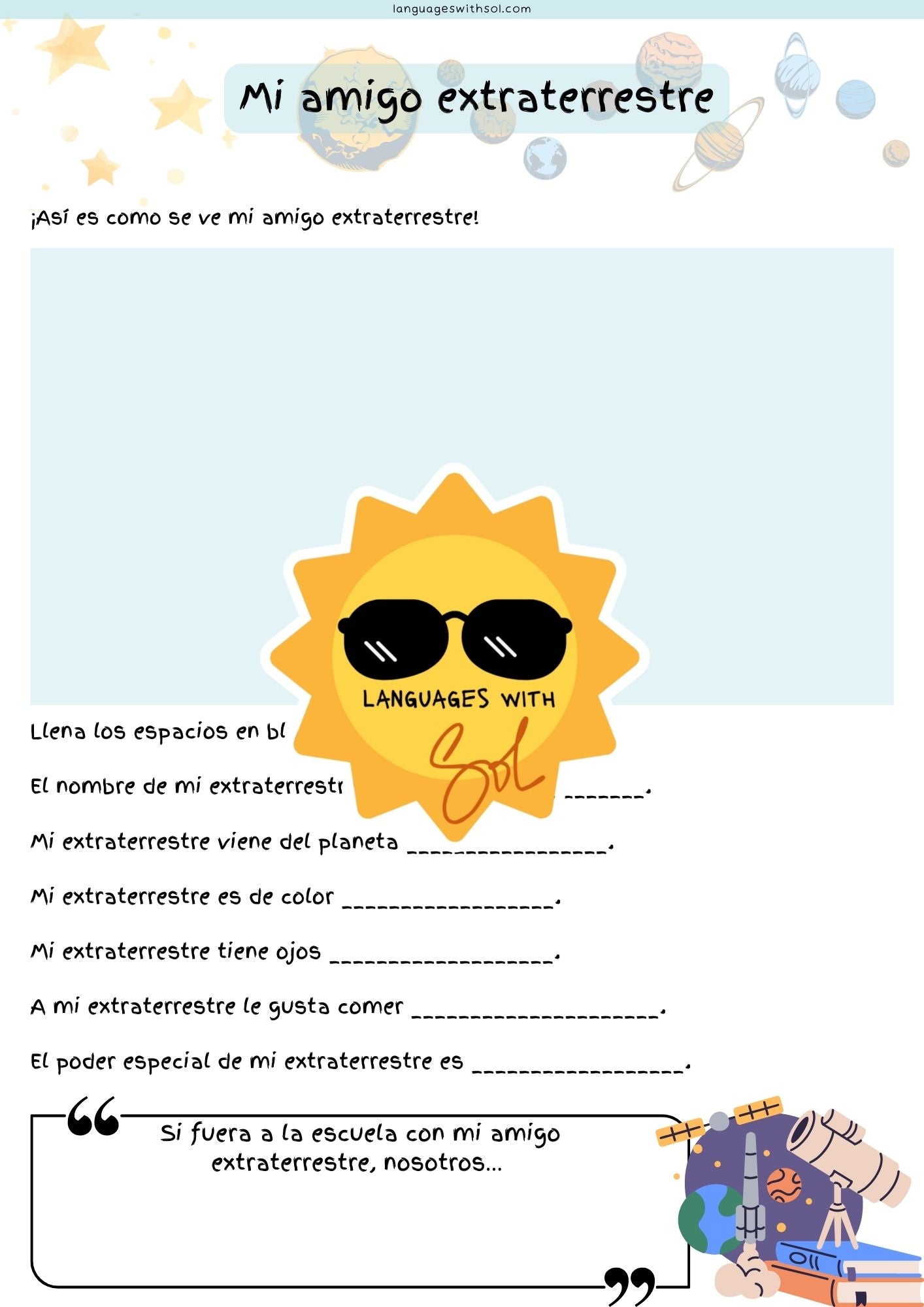 Club de Exploradores Espaciales: Mi cuadernillo de diversión espacial + Bingo espacial