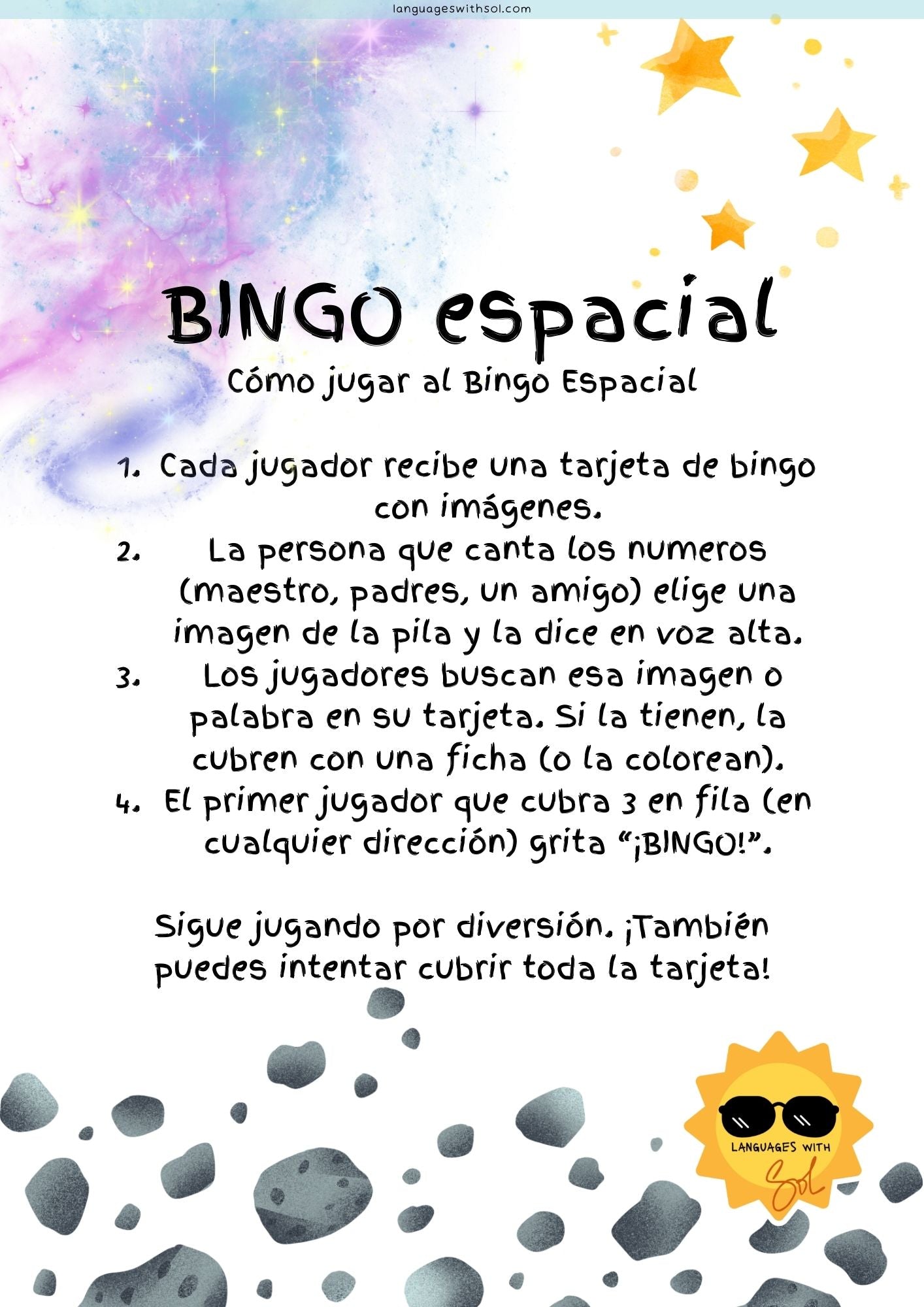 Club de Exploradores Espaciales: Mi cuadernillo de diversión espacial + Bingo espacial
