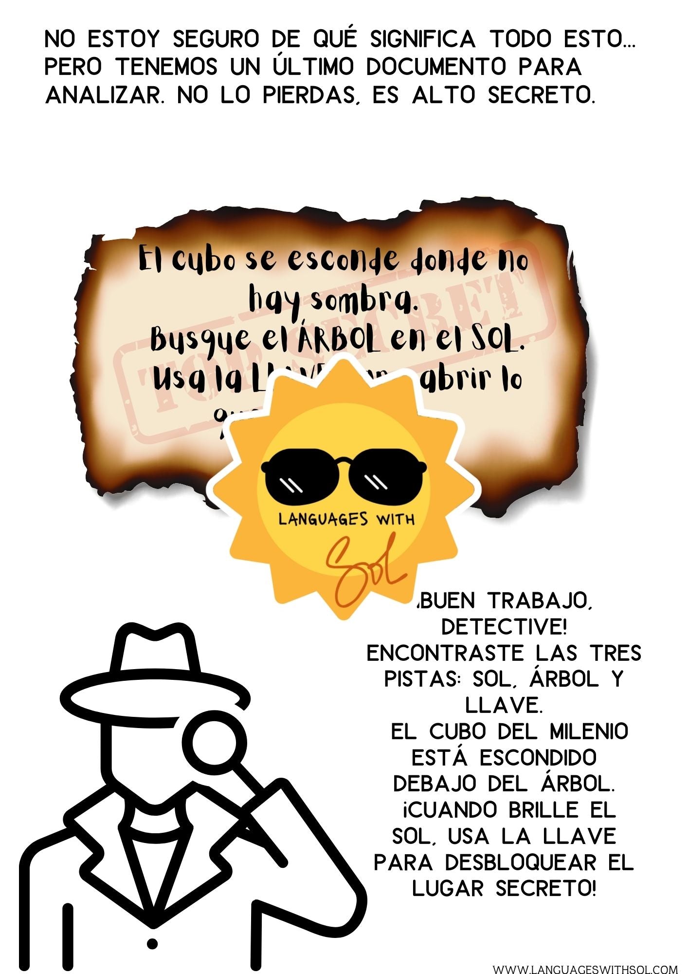 El caso del tesoro desaparecido. Juego de detective en español
