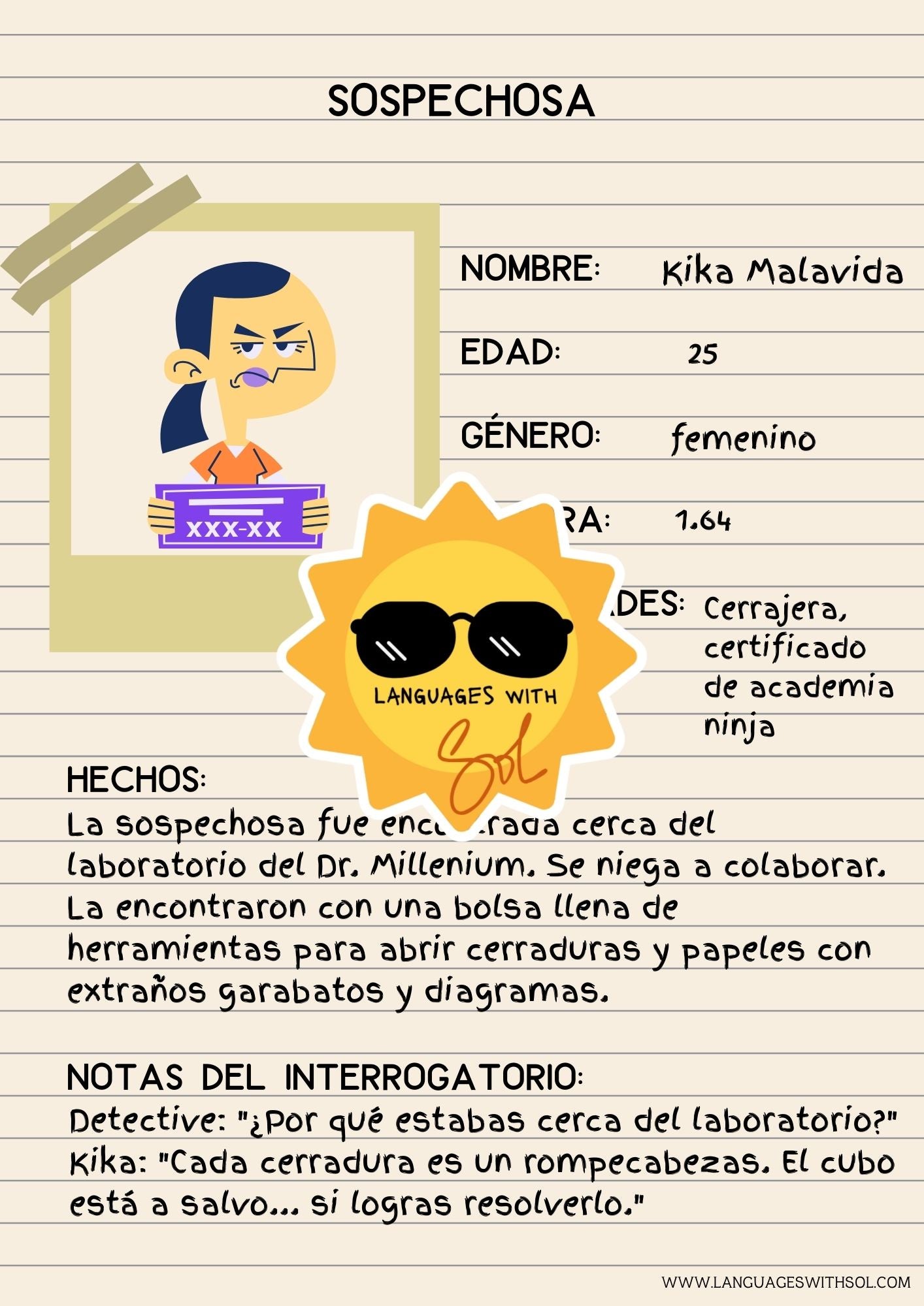 El caso del tesoro desaparecido. Juego de detective en español