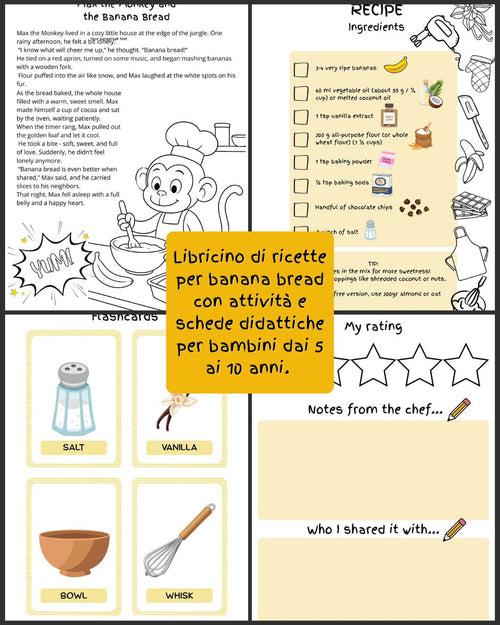Banana bread: ricetta e libro di attivitià con flashcards