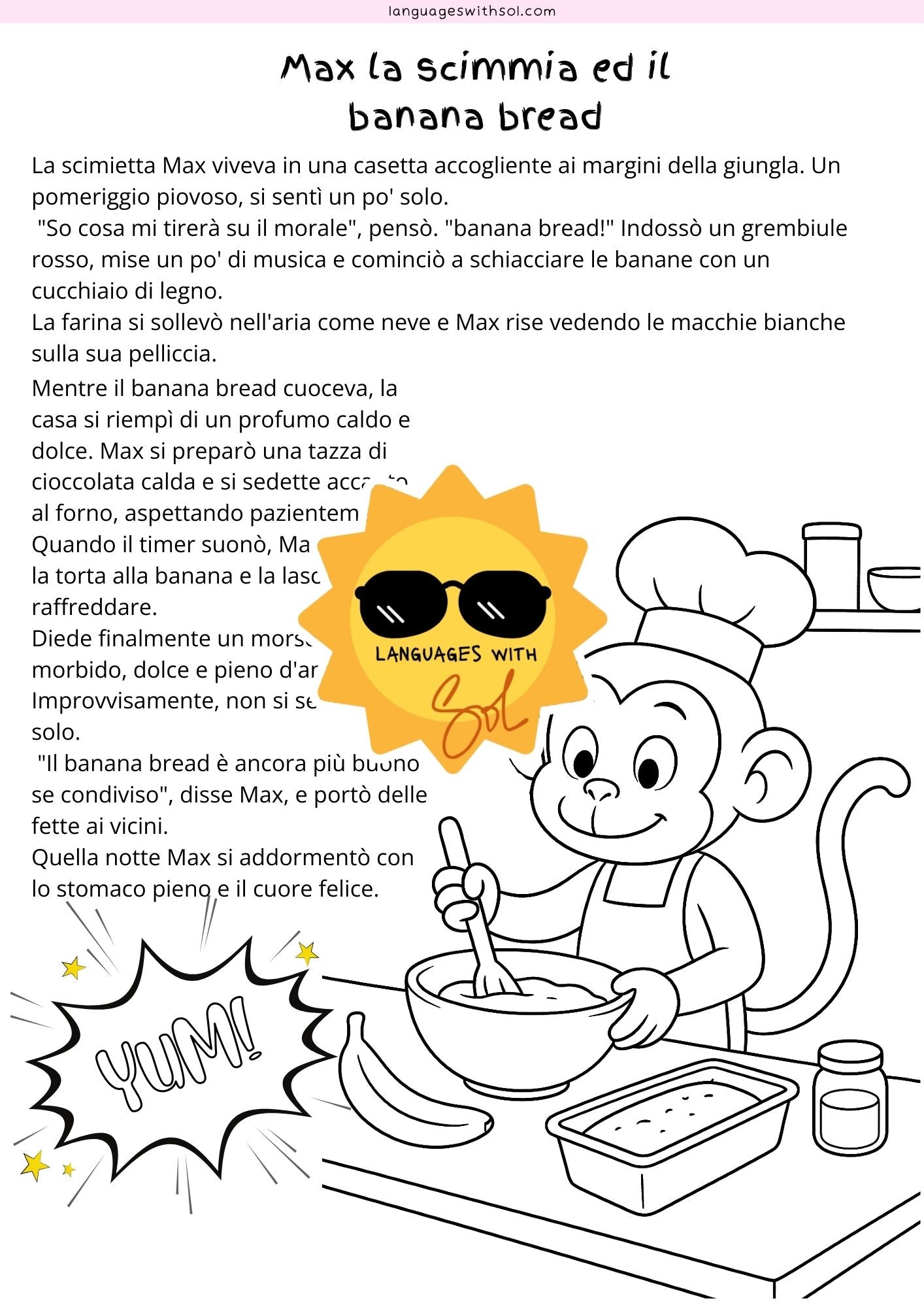 Banana bread: ricetta e libro di attivitià con flashcards