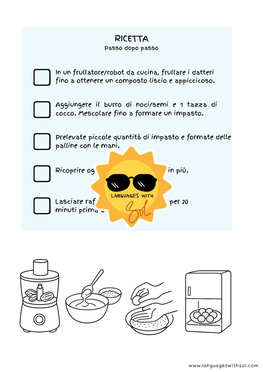 Palline di cocco + flashcards
