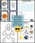 Club de Exploradores Espaciales: Mi cuadernillo de diversión espacial + Bingo espacial