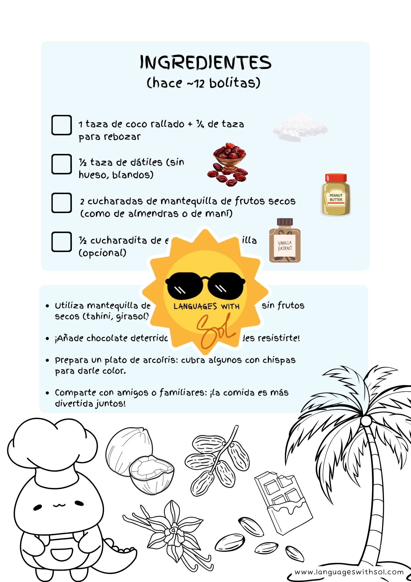 Bolitas de coco + flashcards