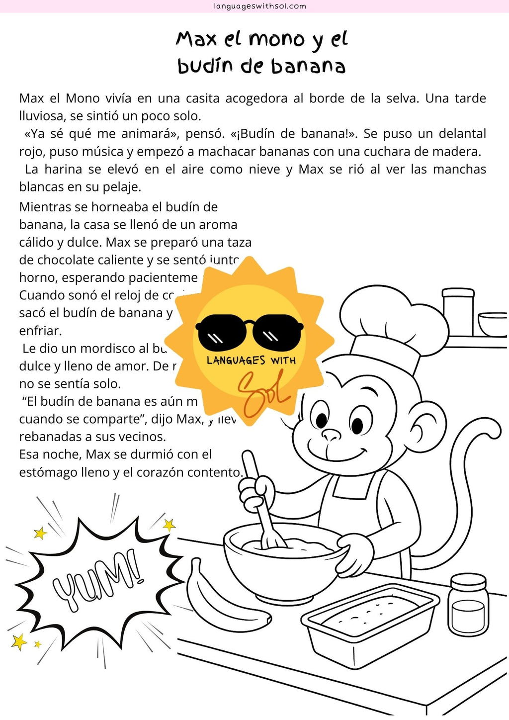 Budín de Banana: Receta y Libro de Actividades con Flashcards