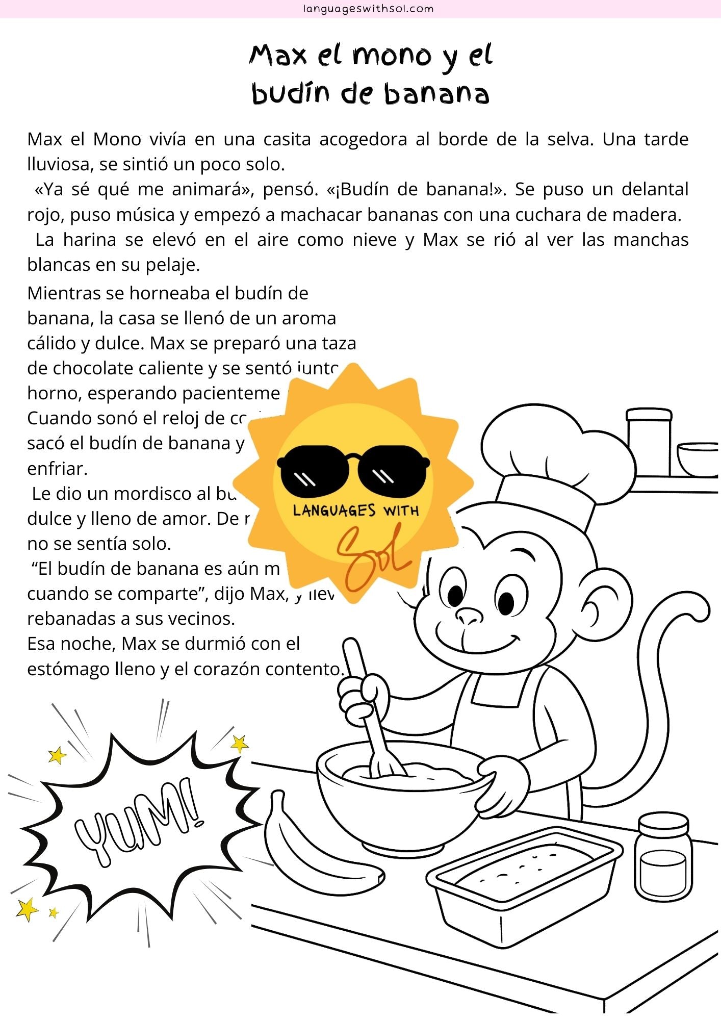 Budín de Banana: Receta y Libro de Actividades con Flashcards