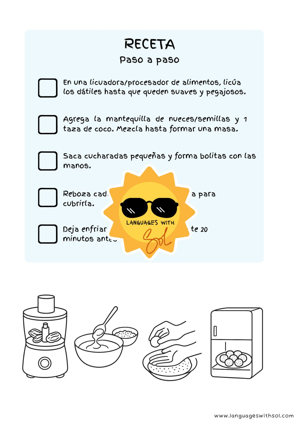 Bolitas de coco + flashcards