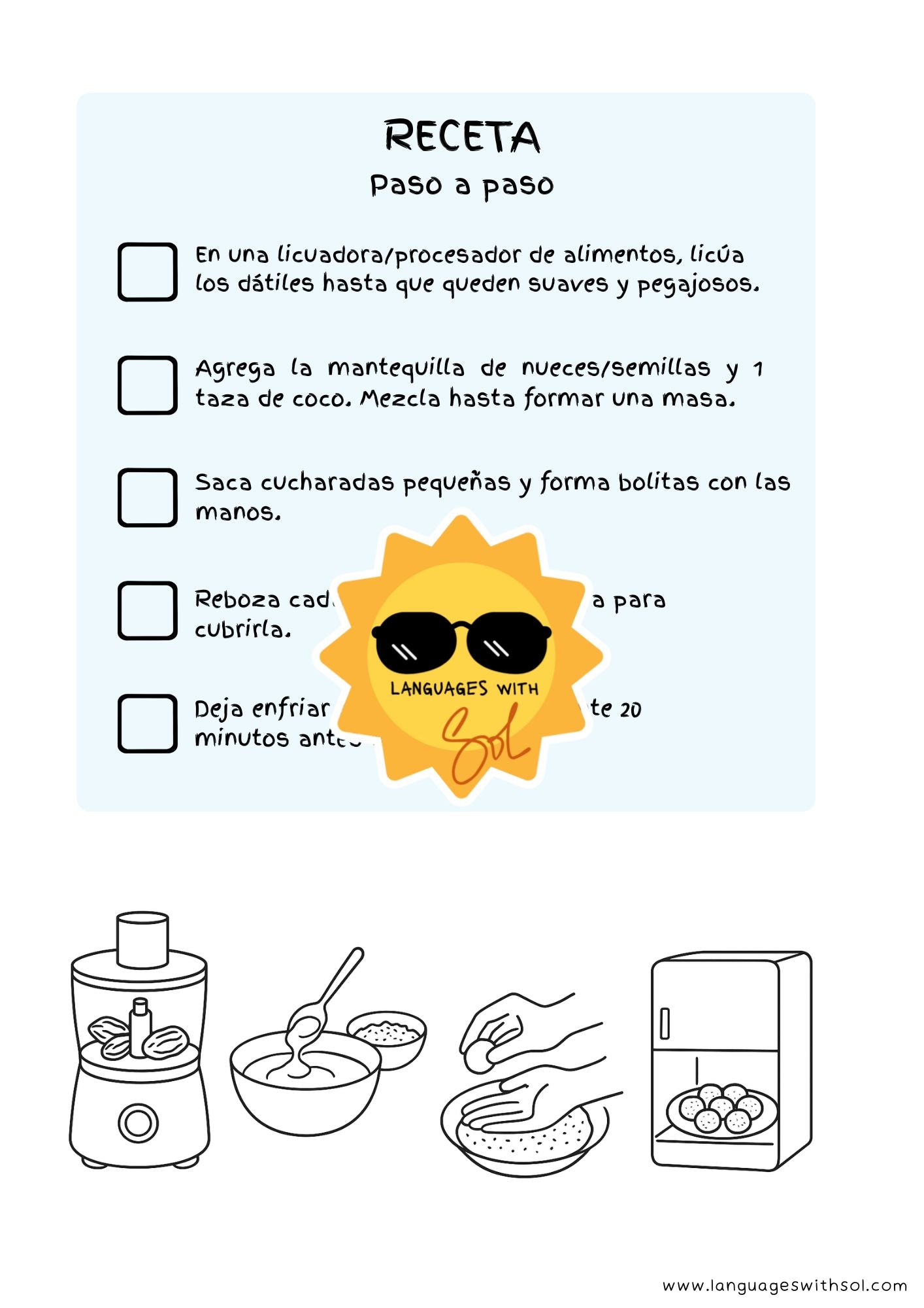 Bolitas de coco + flashcards